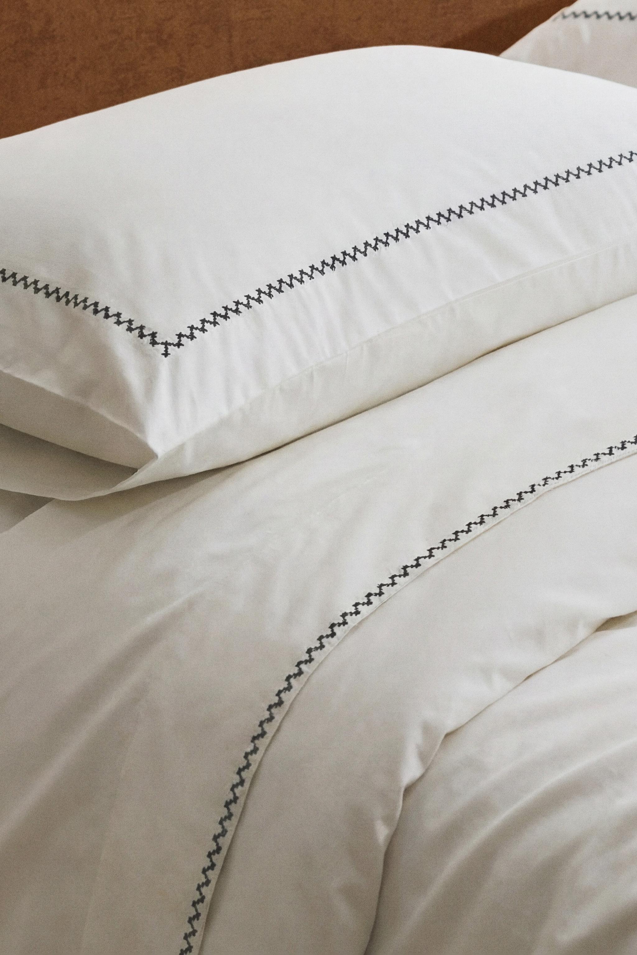 GEOMETRIC EMBROIDERED FLAT SHEET